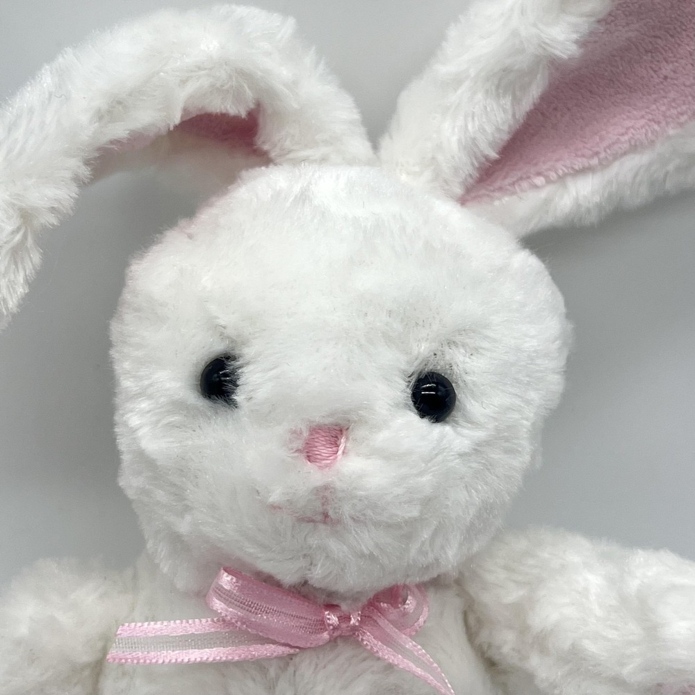 Vintage Carter's White Bunny Plush Rattle Pink Bow Embroidered Heart‎ Princess - Picture 3 of 16